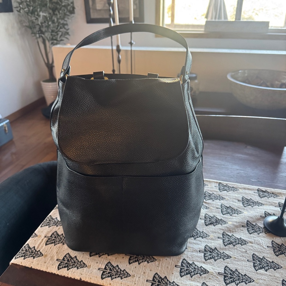 NWT Black Leather Backpack-Great Design with a Shoulder Strap & Backpack Straps!